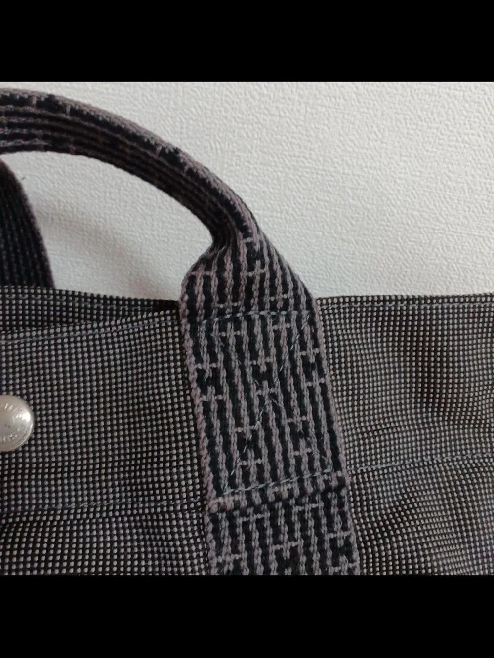 Hermes Black Canvas Messenger Tote with Signature Webbing